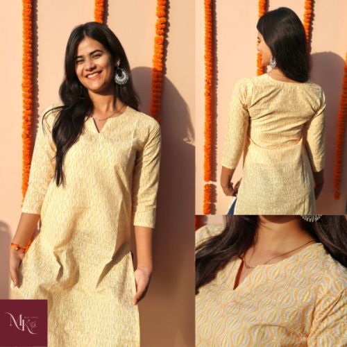 Printed Ladies Long Full Sleeve Kurti, Packaging Type : Yellow