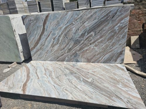 15mm White Polished Brown Marble Slab