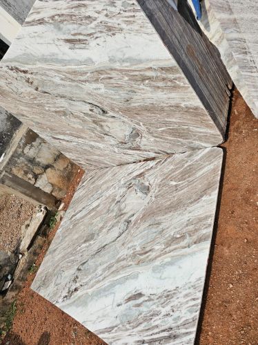 Polished White Base Fantasy Brown Marble Slab