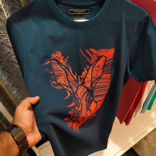 Cotton Mens Printed Stylish Round Neck T-Shirts, Color : Multi Color