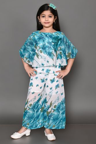 Girls Floral Printed Casual Party Wear Top Pant Set