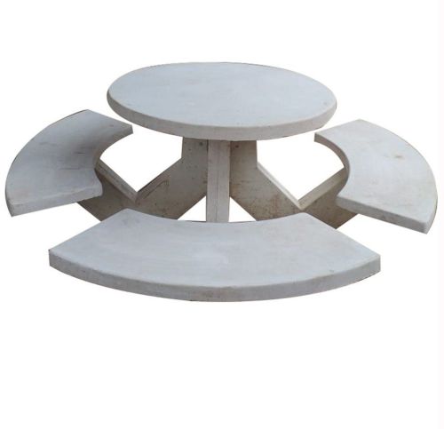 White Modern Round RCC Garden Table Bench