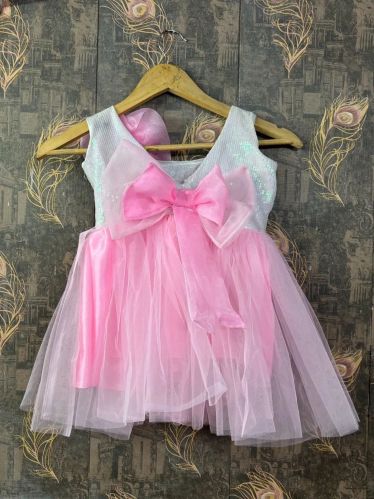 Baby Girls Pink Net Party Wear Frock