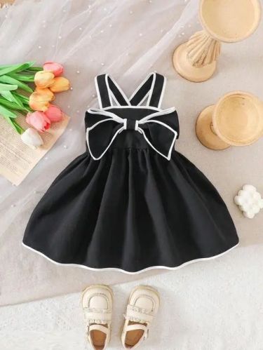 Styleart Plain Girls Black Rayon Korean Style Frock