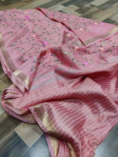 Pure Cotton Hand Embroidery Silk Saree