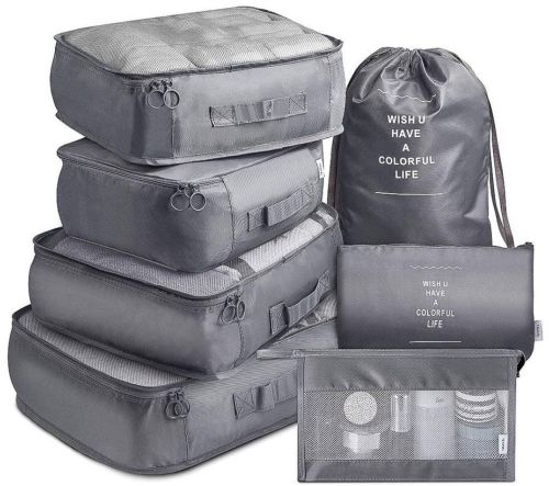 Grey Polyester Folding Travel Bag Sets
