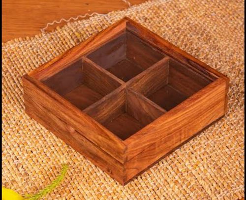 4 Compartments Sheesham Wood Dry Fruit Box