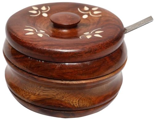 5 Inch Round Wooden Bowl with Lid