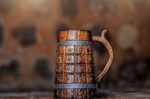 Hardwood Wooden Antique Beer Mug, Color : Natural Woodgrain