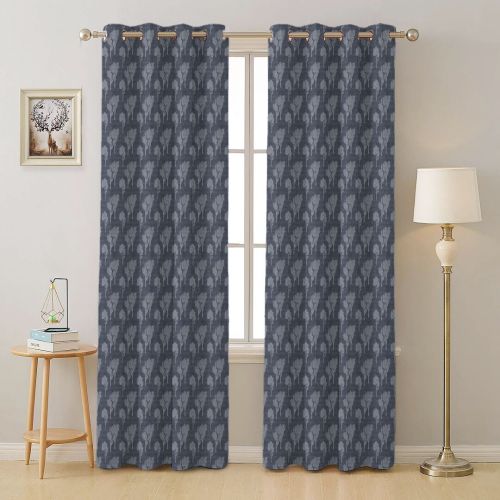 Polyester 4d print 161 blue window curtains