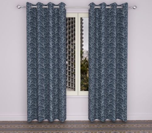 Polyester 4d print 175 blue window curtains, Length : 9 Feet