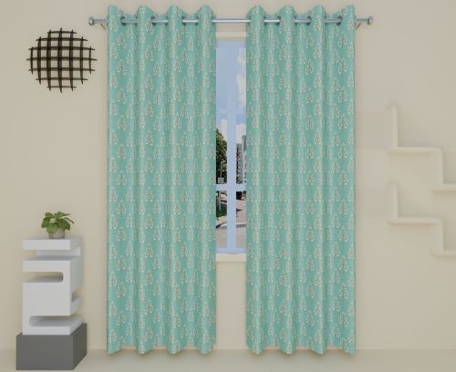 Printed Polyester foil fashion 25 aqua window curtains