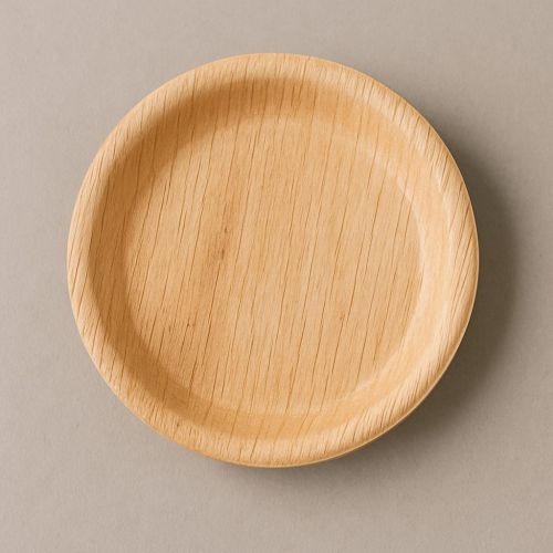 Polished Plain 8 Inch Round Areca Leaf Plate, Color : Light Brown
