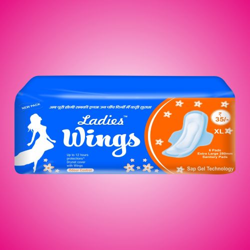 Cotton Ladies Wings Sanitary Pads Regular, Packaging Type : White
