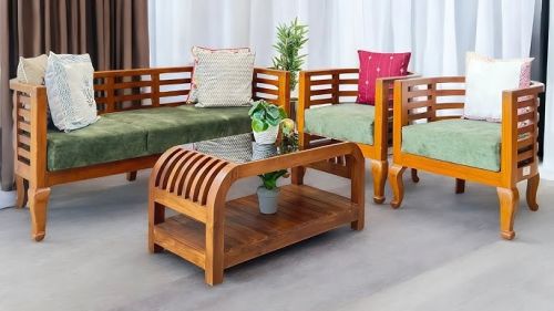Polished Teak Wood Sofa for Drawing Room, Living Room Lobby areas