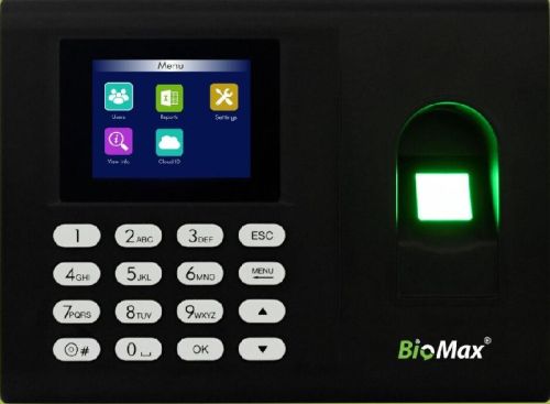 Plastic Biomax Biometric Attendance Machine, Color : Black
