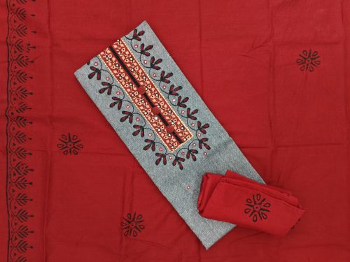 Ladies Printed Khadi Cotton Unstitched Suit Material