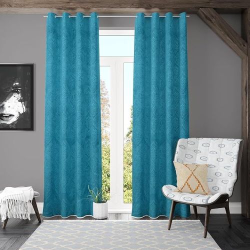 Plain Velvet Furnishing Curtain, Color : Blue for Window, Doors