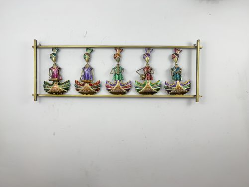 Metal Rajasthani Multicolor 5 Musician Doll Frame Handmade