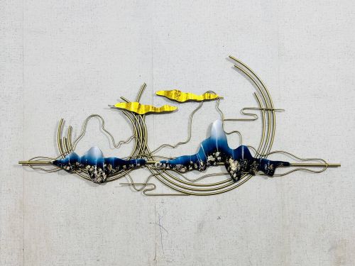 Polished Abstract Mountain Landscape Metal Wall Art Customized