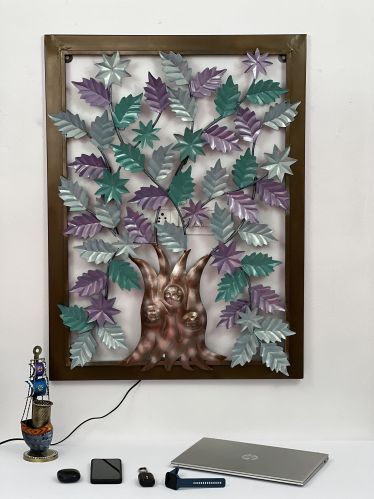 Iron Polished Handmade Decorative Flower Wall Frame 26*36 Inch