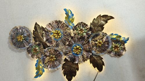 Polished Handcrafted Decorative Iron Flower Wall Art 57*2*27 Inch