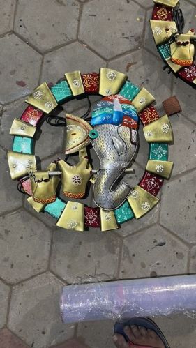 Metal Polished Round Handmade Ganesh Flute Wall Art 18*18 Inch