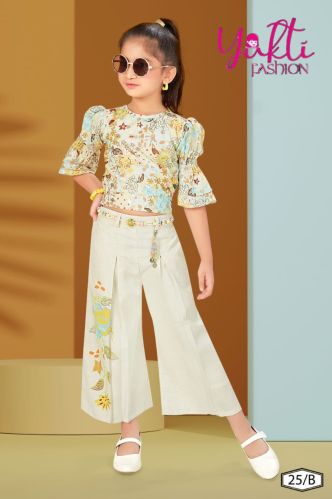 Printed Polyester Girls Top Palazzo Set Party Wear 22x36