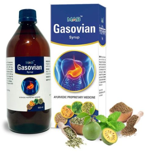 Manual Standard Printed Label mab gesovian ayurvedic gas relief syrup