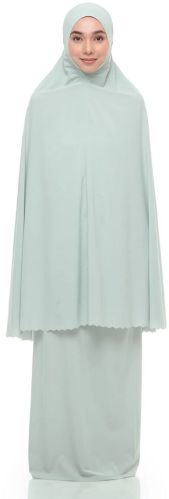 Soft Cotton Telekung Khadijah Hijab Free Size