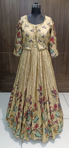 Mani Fashion Dolla Silk Designer Ladies Western Gown