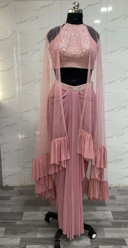 Power Net Hand Embroidered Ladies Western Crop Tops Xl, Xxl, 3XL