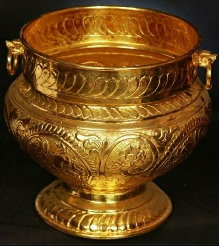 Printed Polished Brass POT Multisize for Pooja, Serving