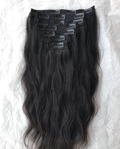 Indian Human Virgin Wavy 7 Set Clip in Human Hair Extension