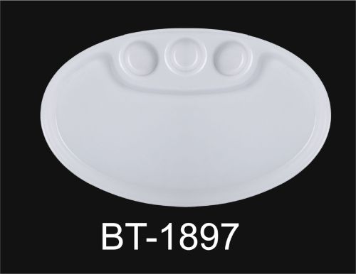 Oval Acrylic Sectioned Plates, Color : White Standard