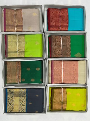Multicolor Kanchipuram Silk Sarees, Packaging Type : Plastic Cover