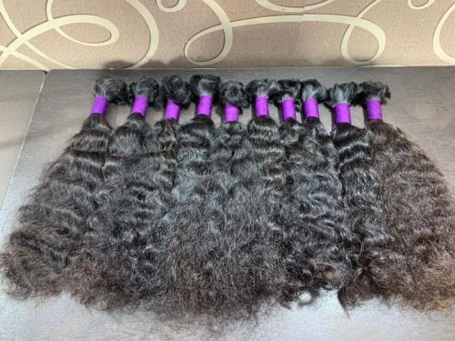 Curly Bulk Hair Extension, Color : Black, Brownish