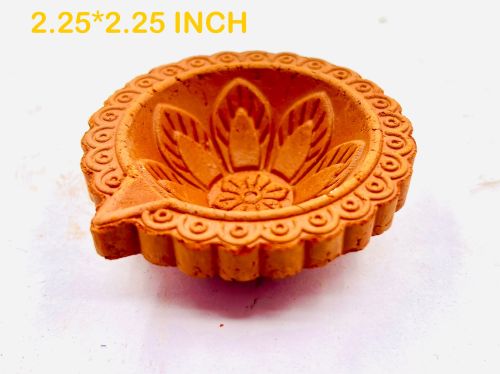 Plain Polished Designer Terracotta Diya, Packaging Type : Brown