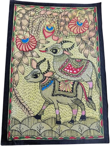 Nutan Creations Handmade Sheet Cow Madhubani Mithila Painting