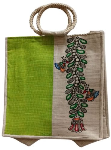 Nutan Creations Ladies Natural Madhubani Painting Jute Bag