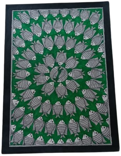 Nutan Creations Handmade Sheet Paper Raas OF Fish Madhubani Painting