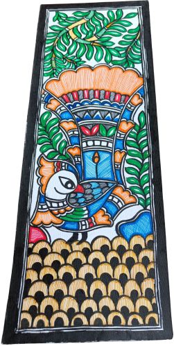Handmade Sheet Multicolor Matte Peacock Madhubani Painting