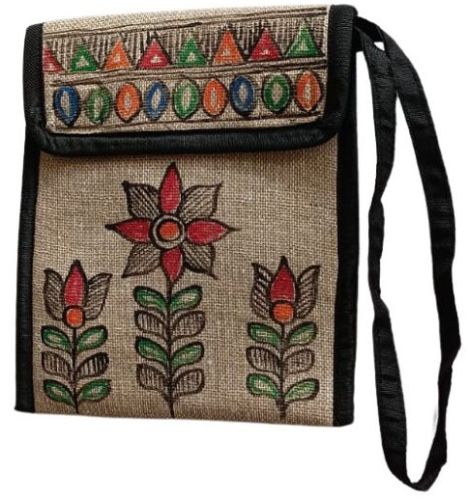 Madhubani Hand Painted Jute Mobile Cover 4/6 Inch