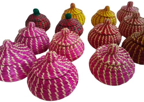 Handmade Sikki Grass Storage Baskets With Lids