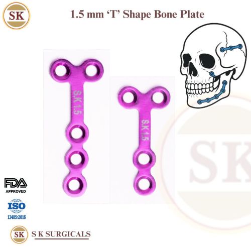 Oral Maxillofacial 1.5 Mm Titanium T Shape Mini Bone Plate