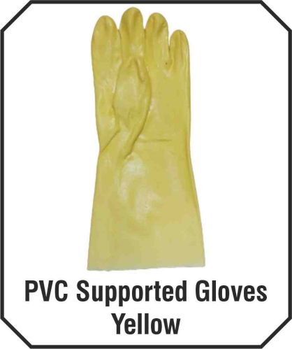 14 Inch PVC Supported Hand Gloves, Color : Yellow M, Xl