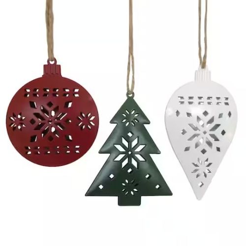 Design Collection Non Polished Metal Hanging Ornaments, Color : White