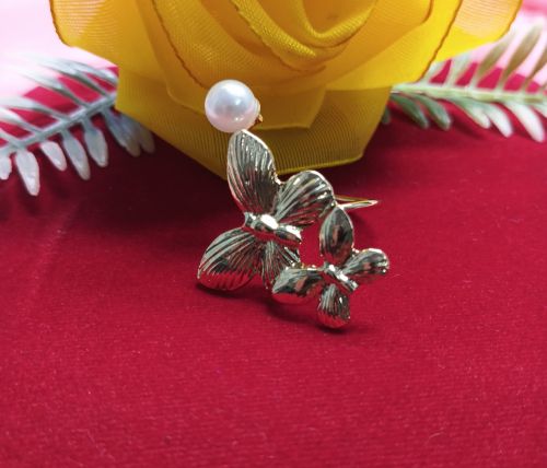 NIPSTec Brass Dual Butterfly Adjustable Gold-Tone Ring