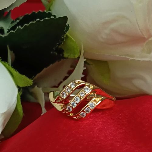 NIPSTec Alloy Gold-Tone Open Wave Ring Adjustable, Gender : Female