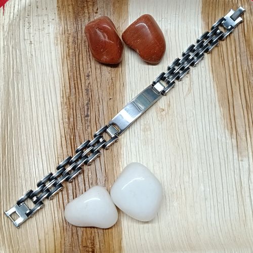 Stainless Steel Non Polished Interwoven Chain Bracelet, Gender : Male